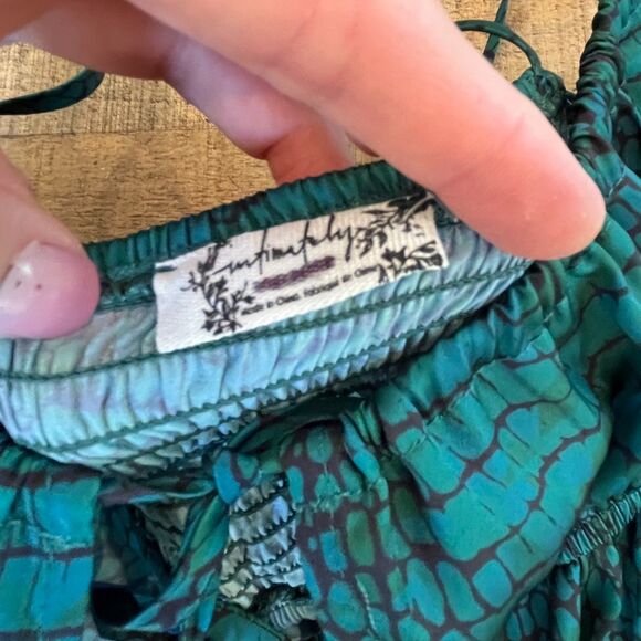 Free People Intimately Meant to Be Printed Green Satin Slip Dress Sm - Picture 5 of 10